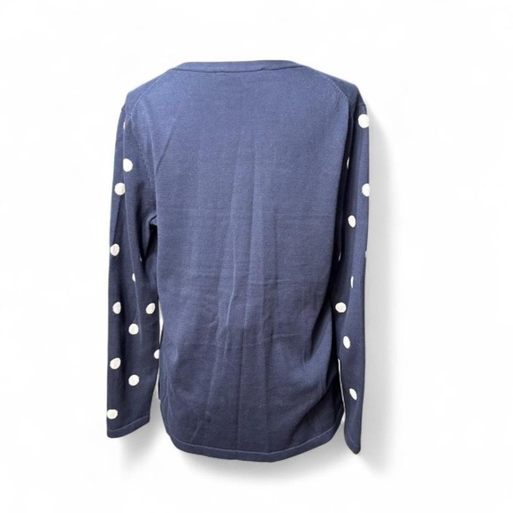 Tommy Hilfiger Navy Blue White Polka Dot V Neck 100% Cotton Sweater Size Large - Picture 4 of 6